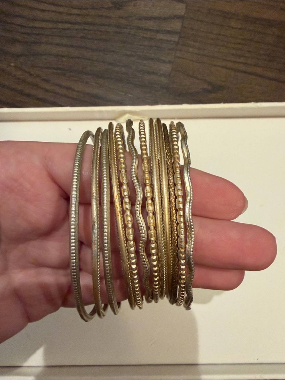 Stacked Gold and Silver Bangle Bracelet Set - Women's Jewelry